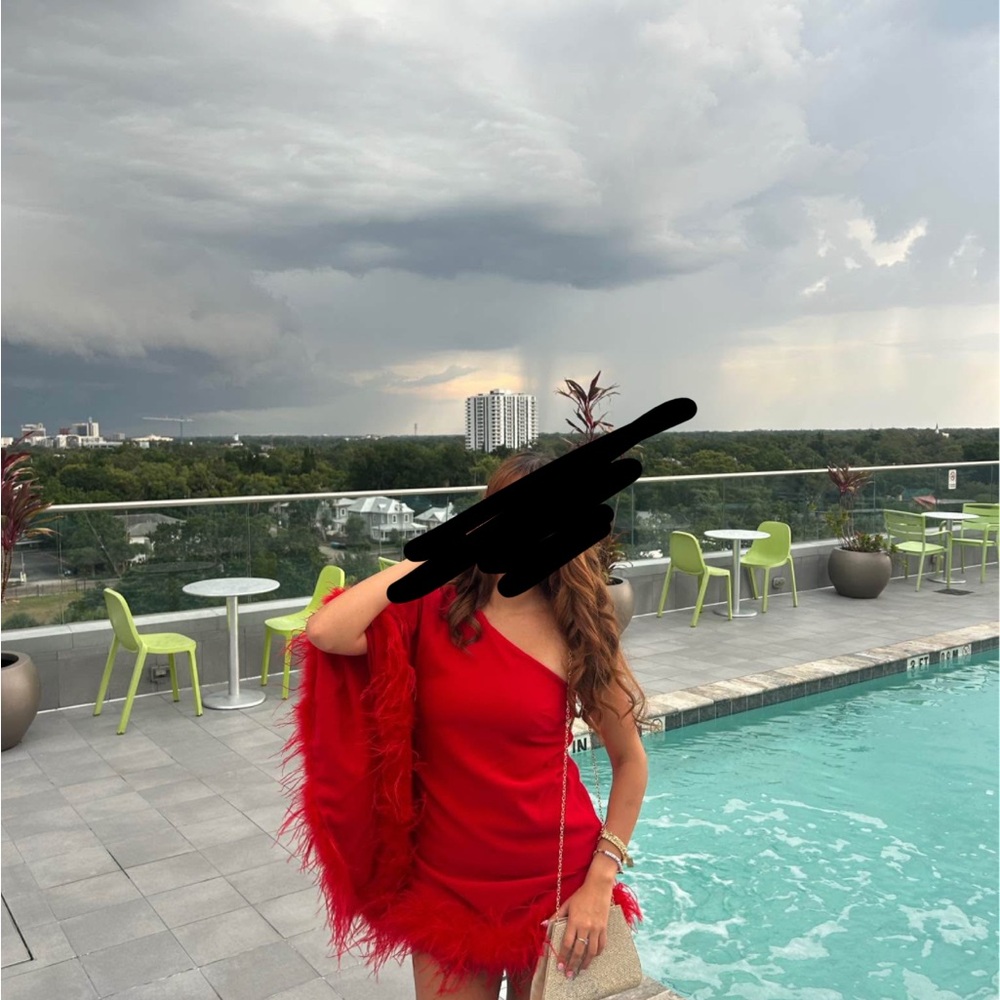 Elegant Red One Shoulder Dress